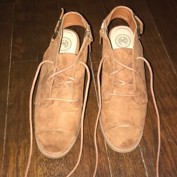 Brown open toe wedge tie shoes - Picture 3 of 6